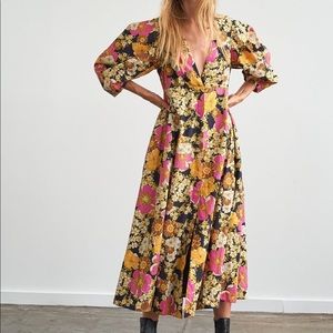 Free People Lydia Printed Midi Dress - XS
